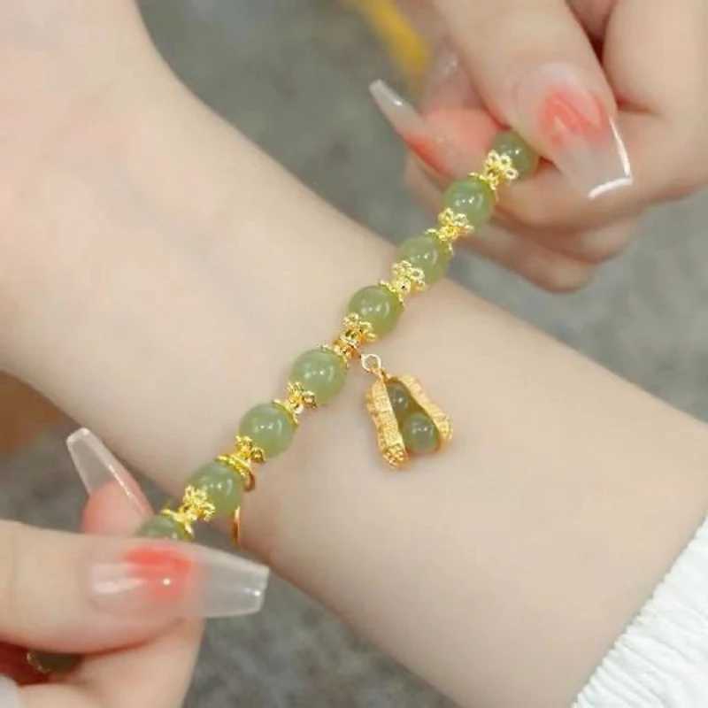 Fashion Peanut Lucky Female Light Luxury Imitation Hetian Jade Temperament Beaded Jewelry Gift C251105