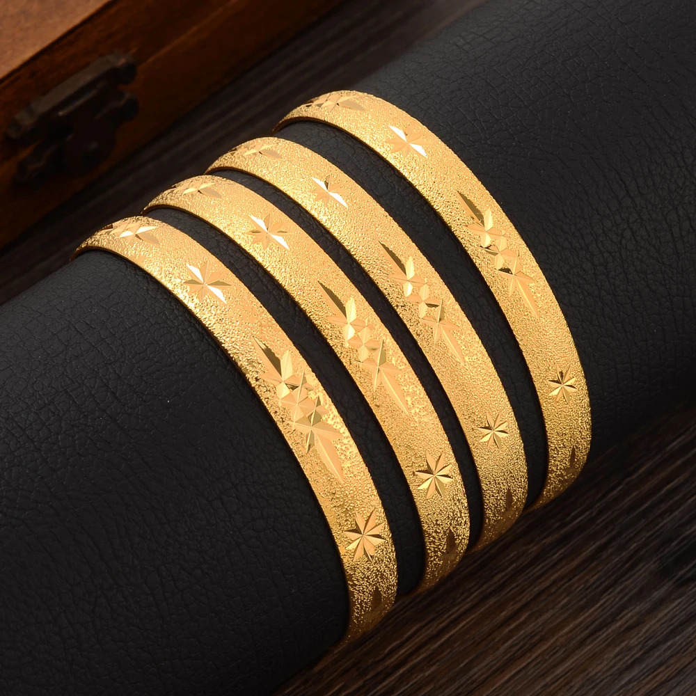 Dubai Gold Bangles for Women Men Gold Color Ethiopian Bracelets African Jewelry Saudi Party Gift 251031
