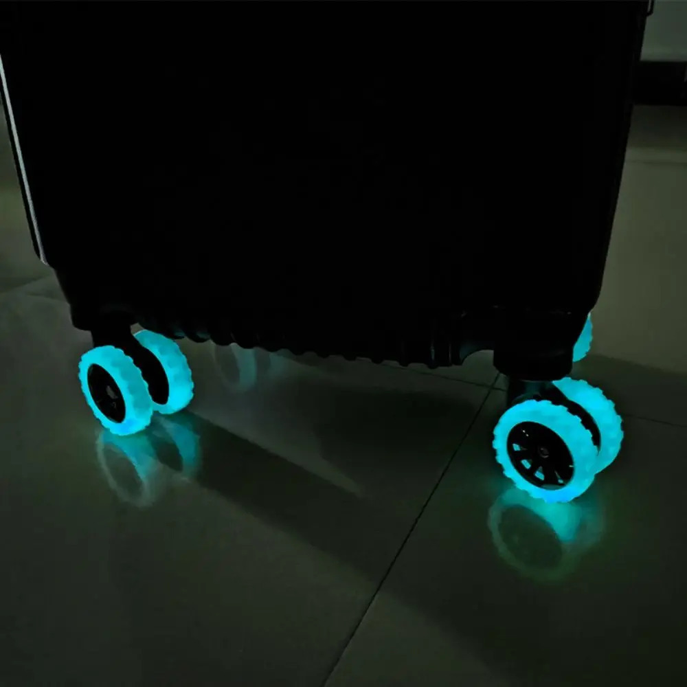8PCS Silicone Luminous Luggage Caster Shoes Fluorescent Reduce Noise Suitcase Wheels Protective Cover Silent Sound Antiabrasion 251031