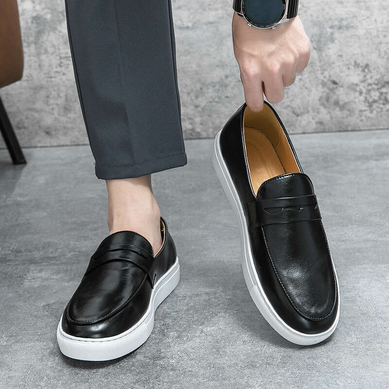 Large leather sizes 38-47, open mouth laughing loafers, casual men's shoes, fashionable flowing loafers