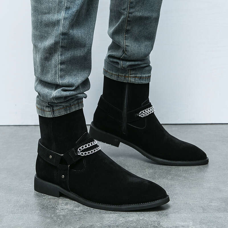 Large Martin Chelsea for men, sizes 36-46, fashionable British zipper men's mid calf cowboy boots