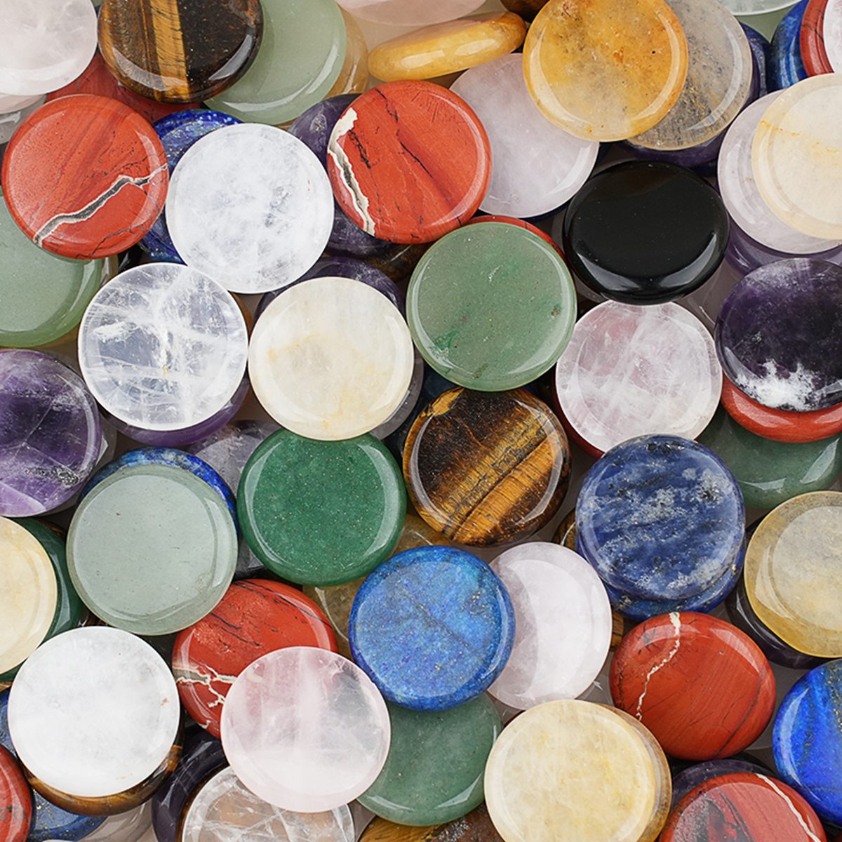 Double Flat Circular Gemstone Disc for Home Decor 25MM Round Crystal Cabochon for DIY Jewelry Making Pendant Ring Craft Supplies