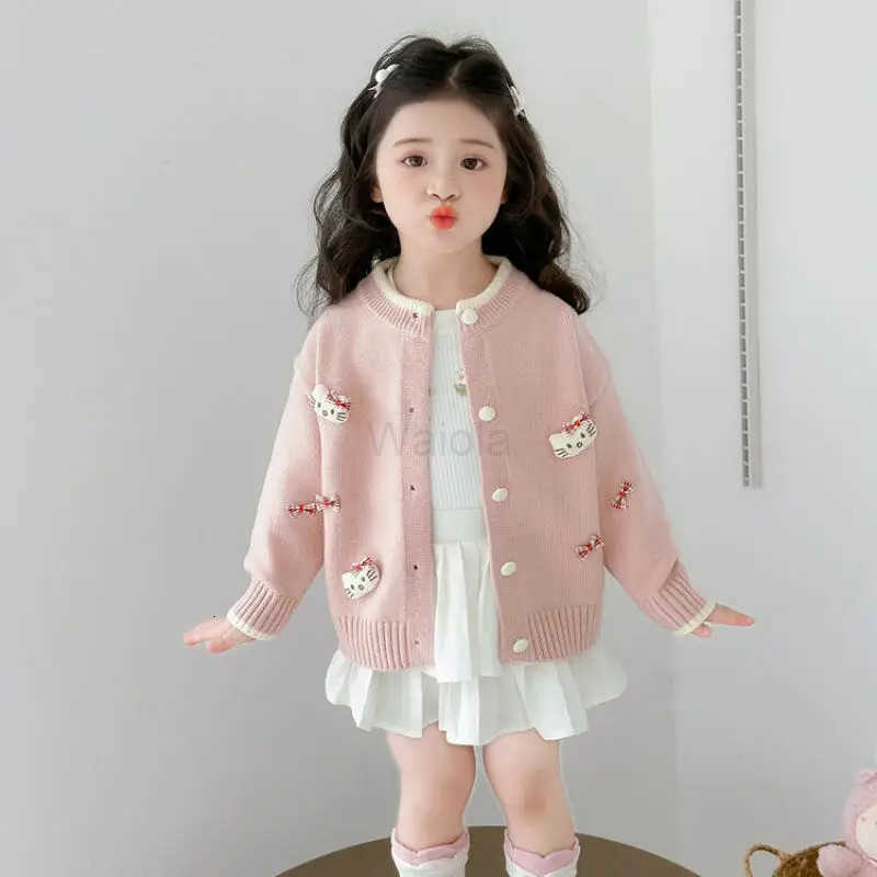 Sanrio Halloween Anime Girls Sweater Hello Kitty Autumn New Kawaii Cartoon Knitted Sweater Korean Sweet and Fashion Warm Tops H251105