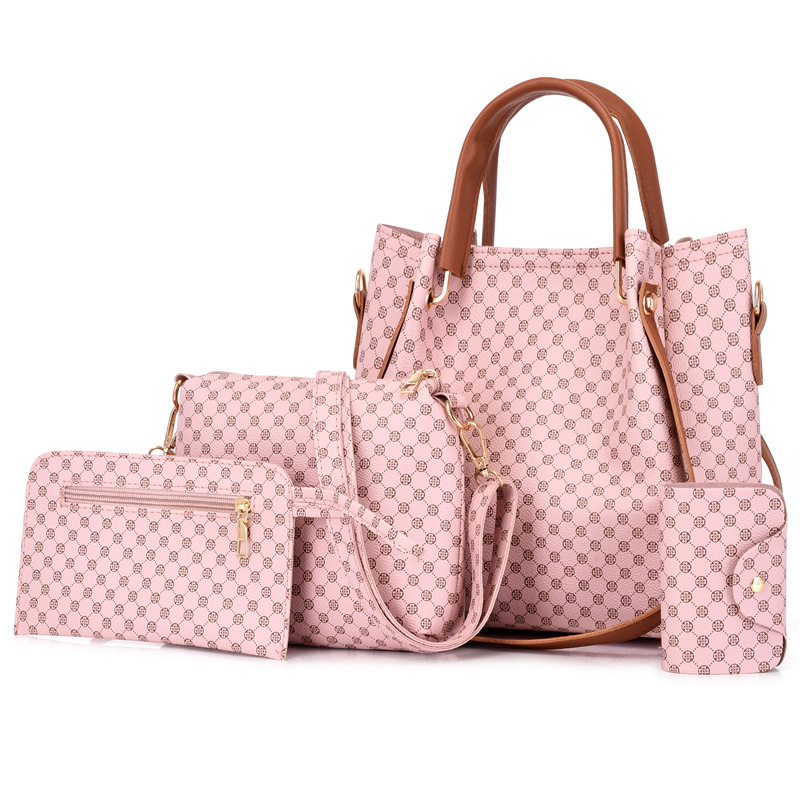 2025 European and American retro one-shoulder handbag four-piece set with mother and daughter bags women's printed crossbody bags