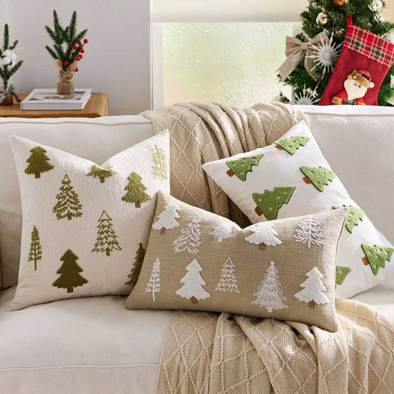 Christmas Reindeer Tufting Pillow Covers Farmhouse Rustic Throw Pillowcase for Home Winter Holiday Merry Christmas Decor Y251105