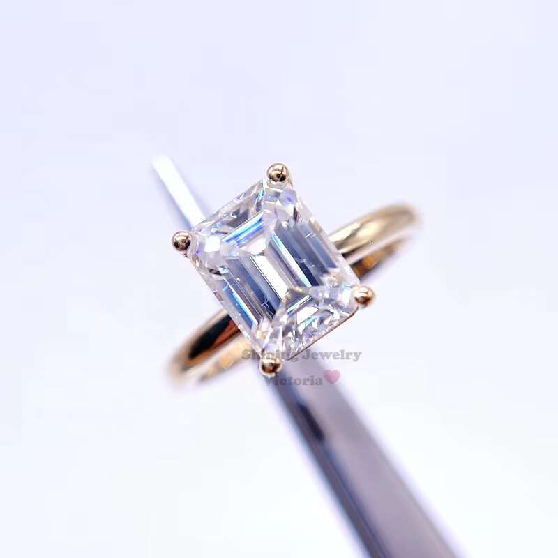 Custom Hip Hop Iced Out Rose Gold Baguette Moissanite Capital Letter Initial Ring