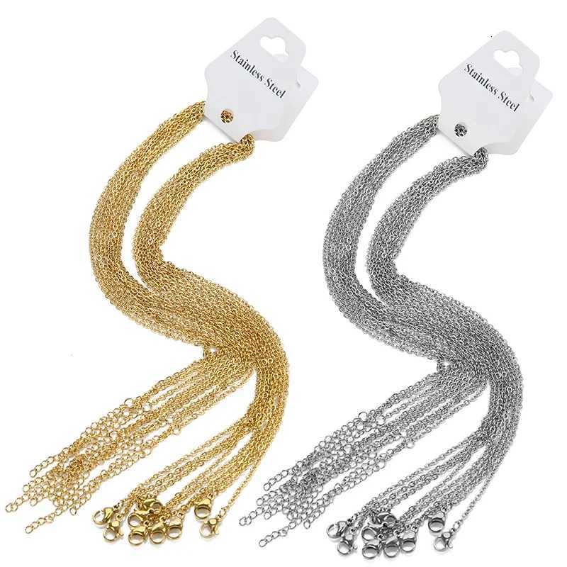 10pcs/lot 455cm 45cm 50cm Stainless Steel Adjustable Link Chain Necklace Women Gold Color Fashion chokers Jewelry WholesaleW251105