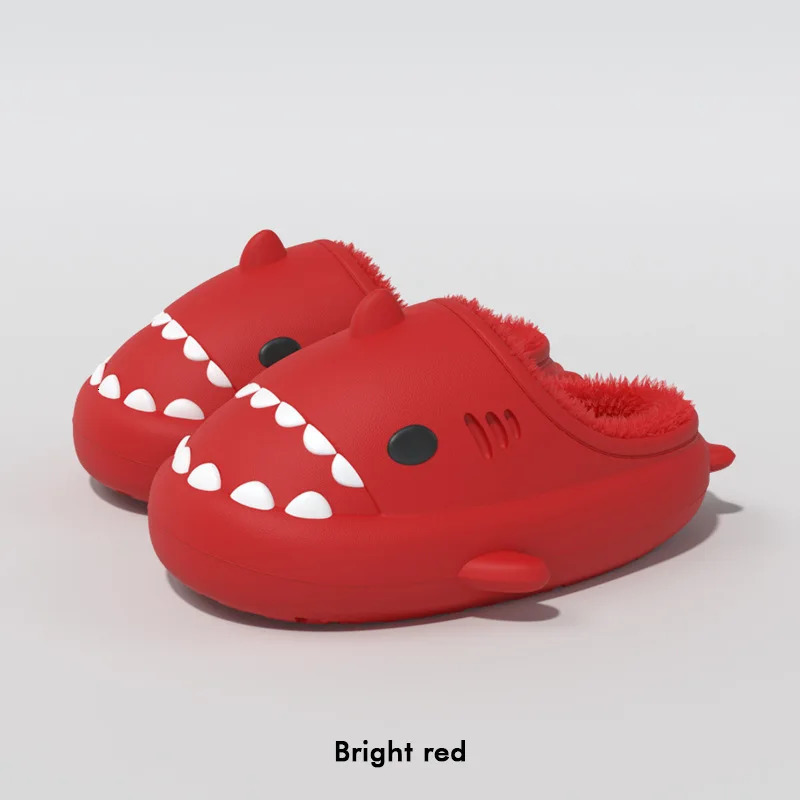 Litfun Fuzzy Shark Slippers For Women Men Winter Indoor Plush Cartoon Cotton Shoes Outdoor Adults Kids Waterproof Furry Shoe 251031