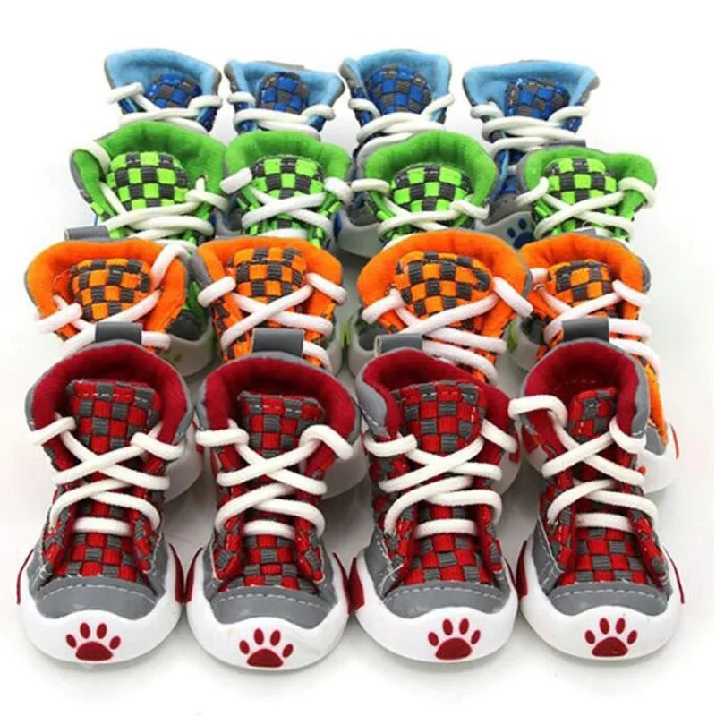 n 4pcs/Set Pet Dog Shoes Small Dog Puppy Boots Football Style Dog Summer Shoes For Small Pets Four Colors 250402