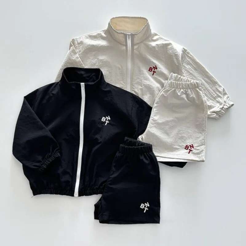 Summer Girls Boys Ultralight Sun-Protective Clothes Sets 2Pcs Zipper Jackets + Shorts Kids Tracksuits Coats Child Outfit Costume