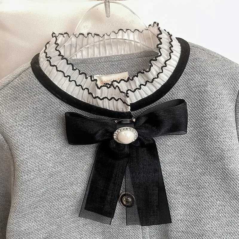 Childrens Clothing Sets Bowknot Lace Single-breasted Jacket Bell-bottoms 2pcs Girls Clothes Set 4 To 11 Years Baby Girl Outfit Y251105