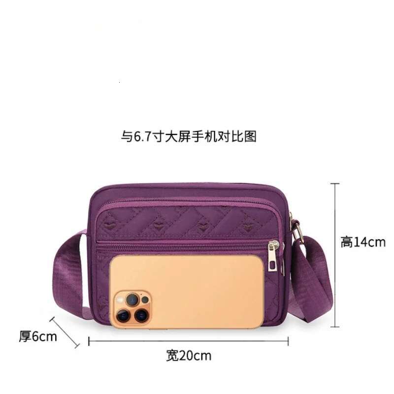 2025 New Fashion Embroidery Women Nylon Square Handbags Lady's Shoulder Cross Body Female Casual Women's Zipper Handbag