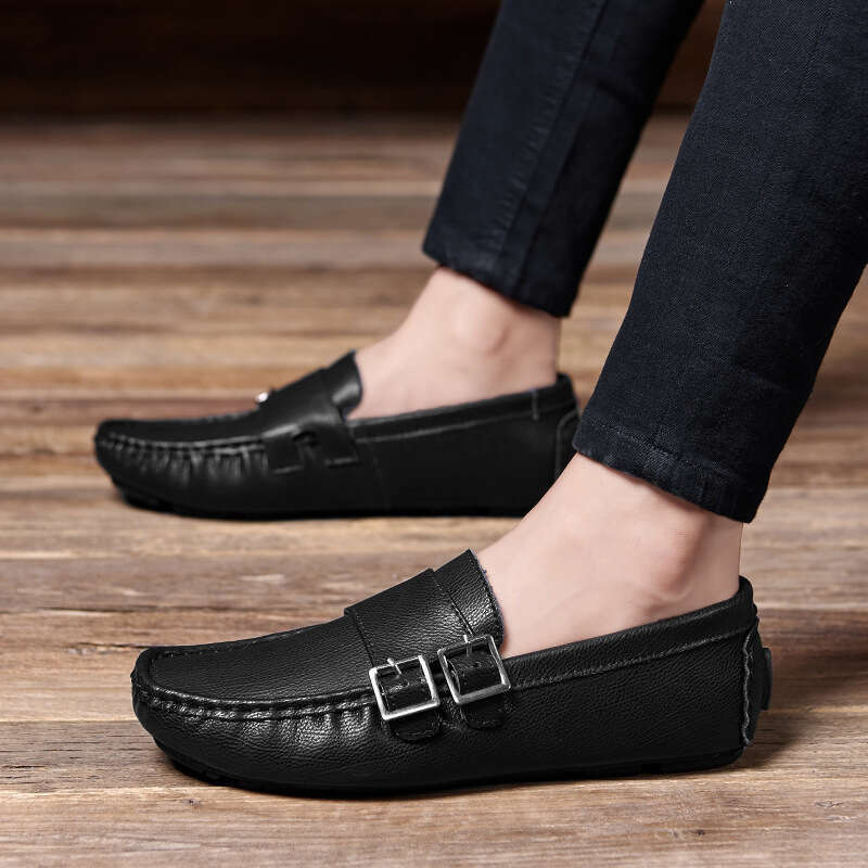 Big size Doudou for spring and autumn new style men's leather shoes, sizes 38-47, slip on casual driving shoes
