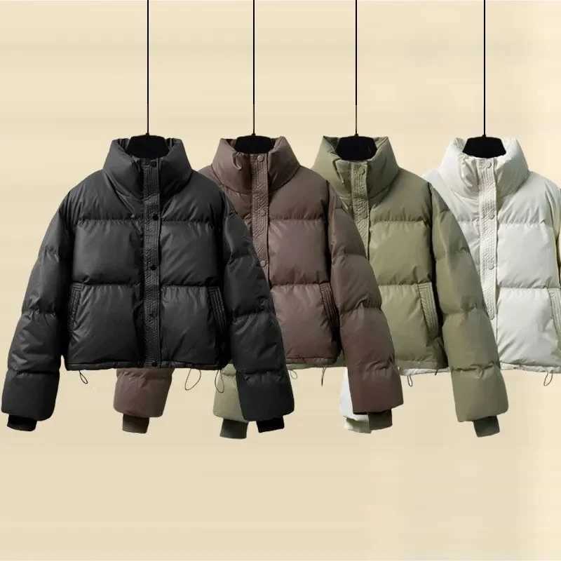 Winter Parkas Thick Bread Coat2025New Disposable PU Leather Down Cotton-Padded Jacket Women Short Warm Cotton Padded Coat FemaleT251105