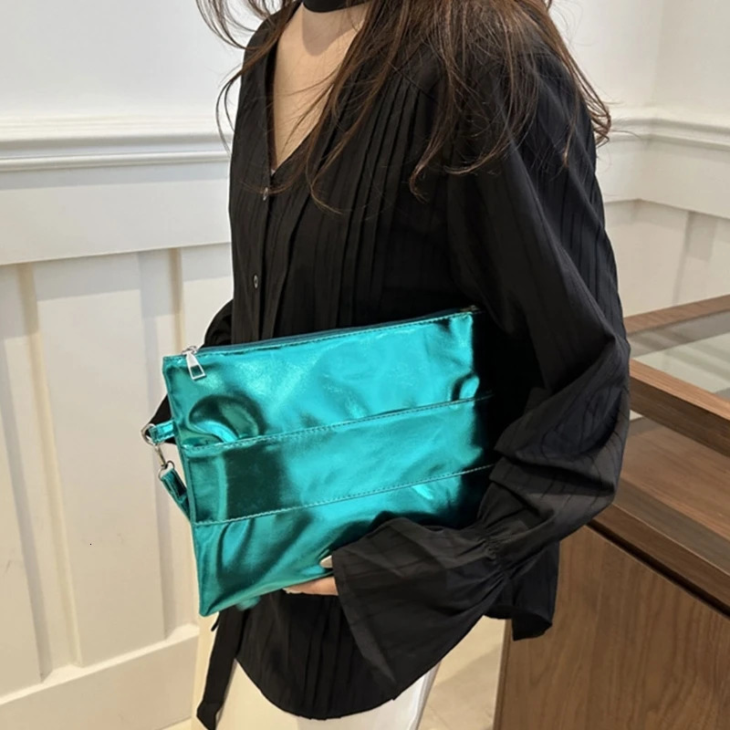 Womens envelope clutch bag solid color PU leather bag folding handbag zipper casual handbag 250402