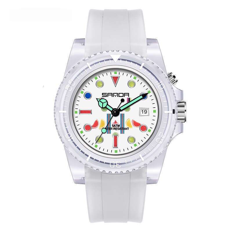 DHwatches Sanda New Single Display Dual Calendar Luminous Student Simple Personality Transparent Strap Men's and Women's Wristwatch