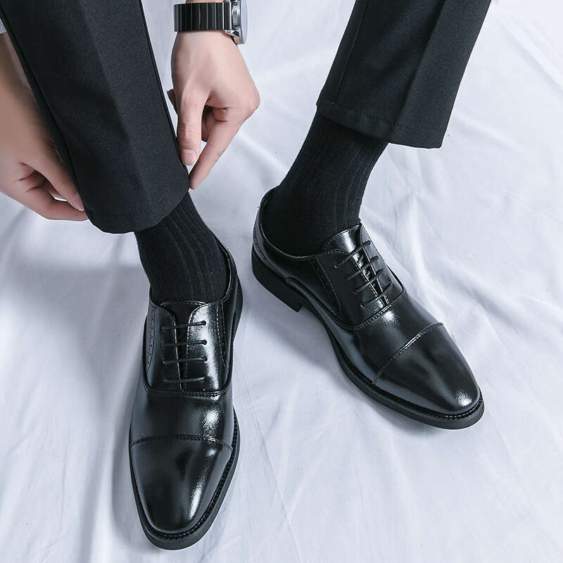 Large Business Dress Black Lace up Carved Triple Joint 38-46 Office Leather Shoes Men's