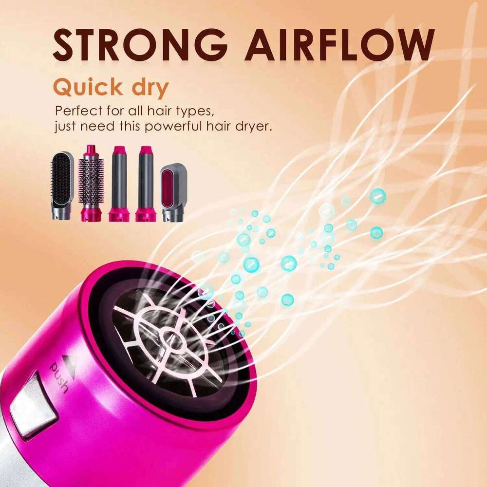 5-In-1 Electric Hair Negative Ion Straight Curler Blow Dryer Air Comb Removable Brush Kit Tool