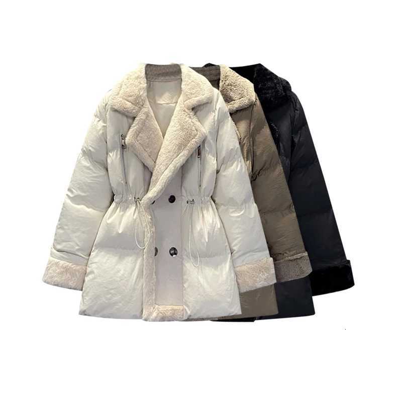 Autumn Winter 2022 New Large Women Drawstring Waist Down Cotton Padded Female Jacket Thickened Warm Coat WomanT251105