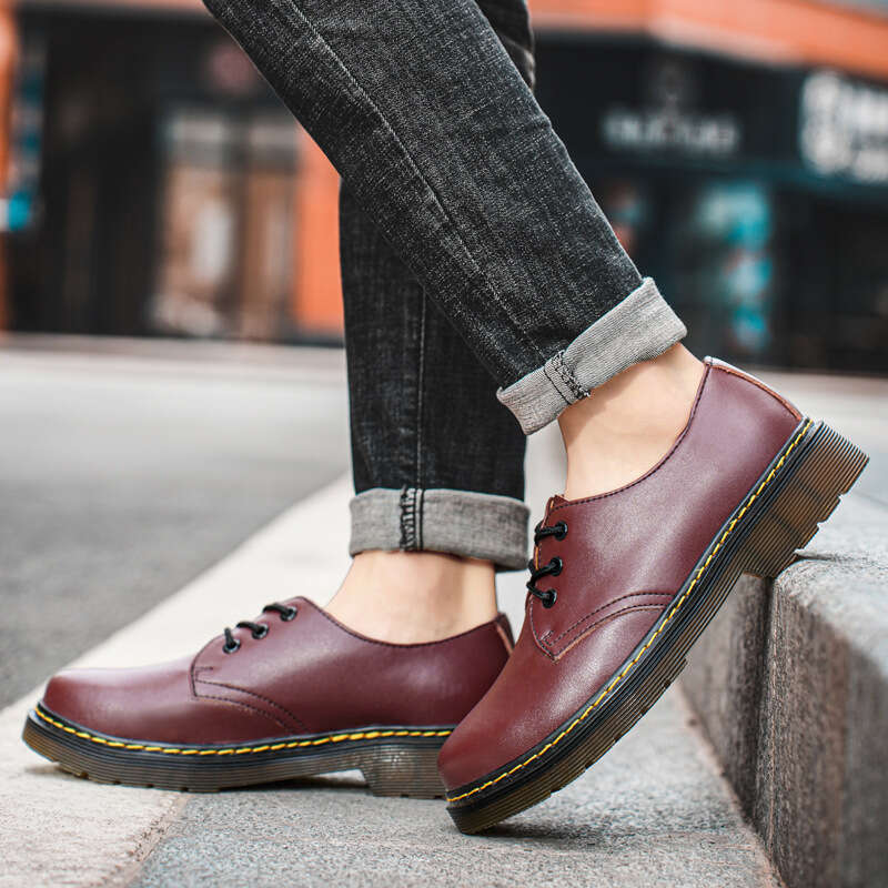 Large low cut shoes, cowhide, British style, large size short boots, round toe, men's and women's casual workwear shoes for couples
