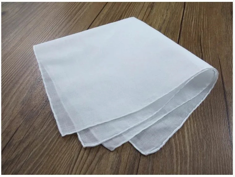 10pcs/lot 100% Cotton Solid White Men Handkerchief Export item 40cm*40cm Square Hankies Plain White Handkerchiefs 250403