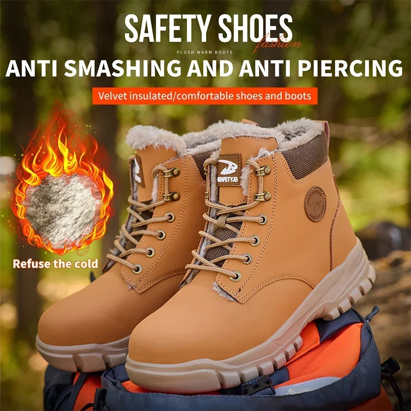 Latest Fashion Winter Warm Mens Work Safety Boots Waterproof Rugged Steel Toe Shoes Safety Coldproof 251104