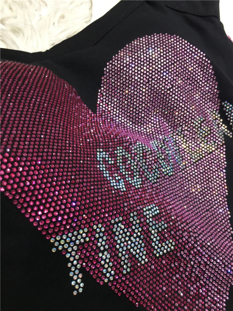 Heavy duty embroidered diamond vest for women shiny and cute irregular cotton inner vest elastic slim fit top Y2k suitable for all seasons 250402