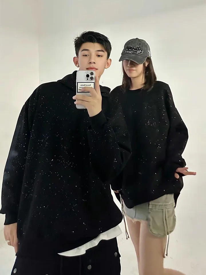 wool hoodie unisex streetwear shrink rhinestone warm black all rhinestone all rhinestone all rhinestone 250403