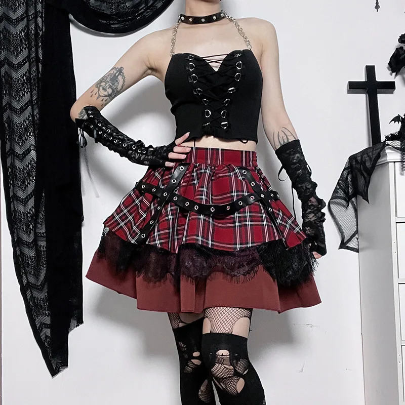 Harajuku girl plain skiing Y2k Lolita cake mini Gothic punk sweet lace Kawai costume cosplay 250324