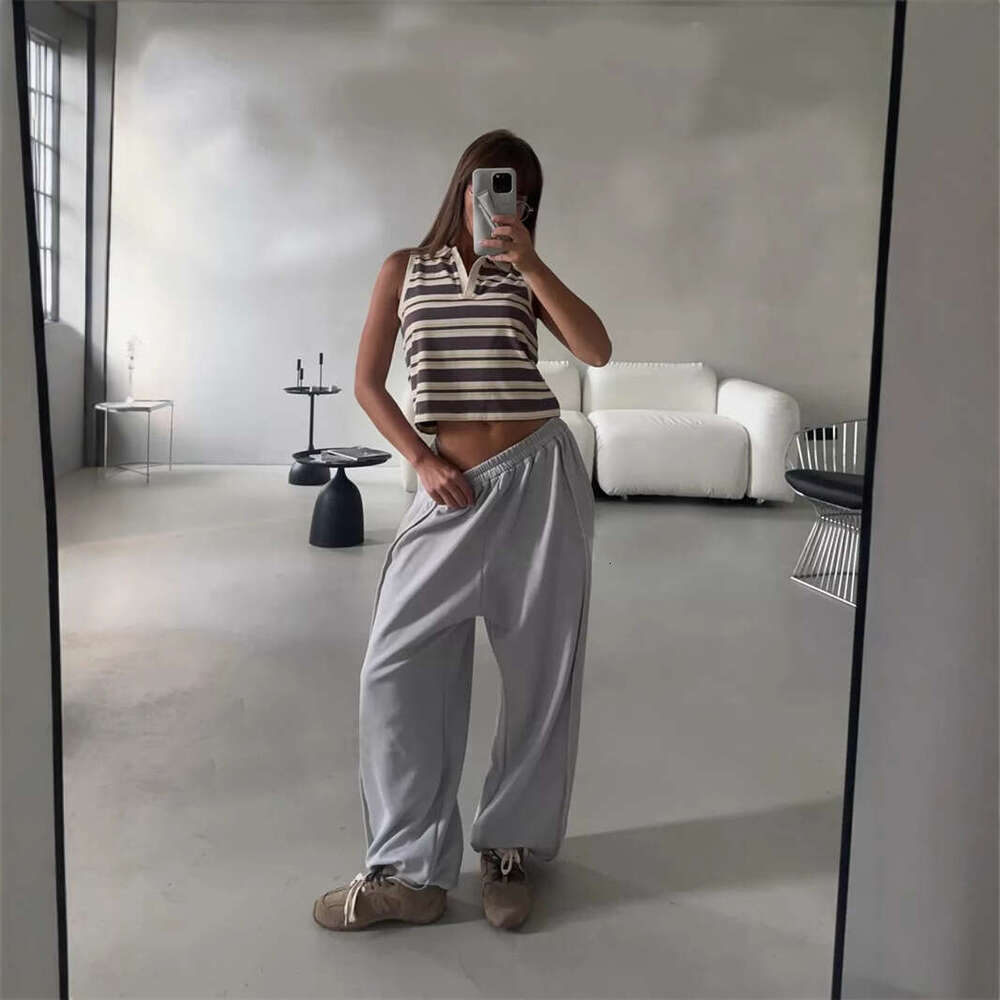 Amazon Cross-Border European And Women's American Street Style Loose Casual Pants Fashion Versatile Elastic Waist Sweatpants B5