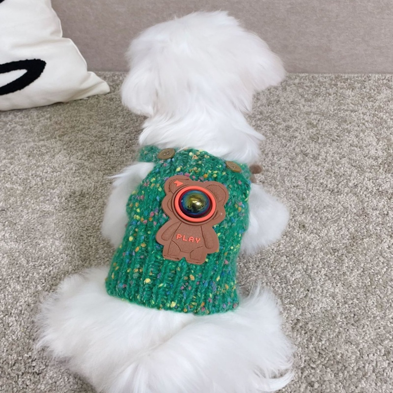 Cute Bear Fidget Toy Design Pet Knit Sweater Vest, Warm & Soft Pet Sweater for Dogs Cats, Colorful Speckled Knitwear, Fashionable Pet Clothes for Smal