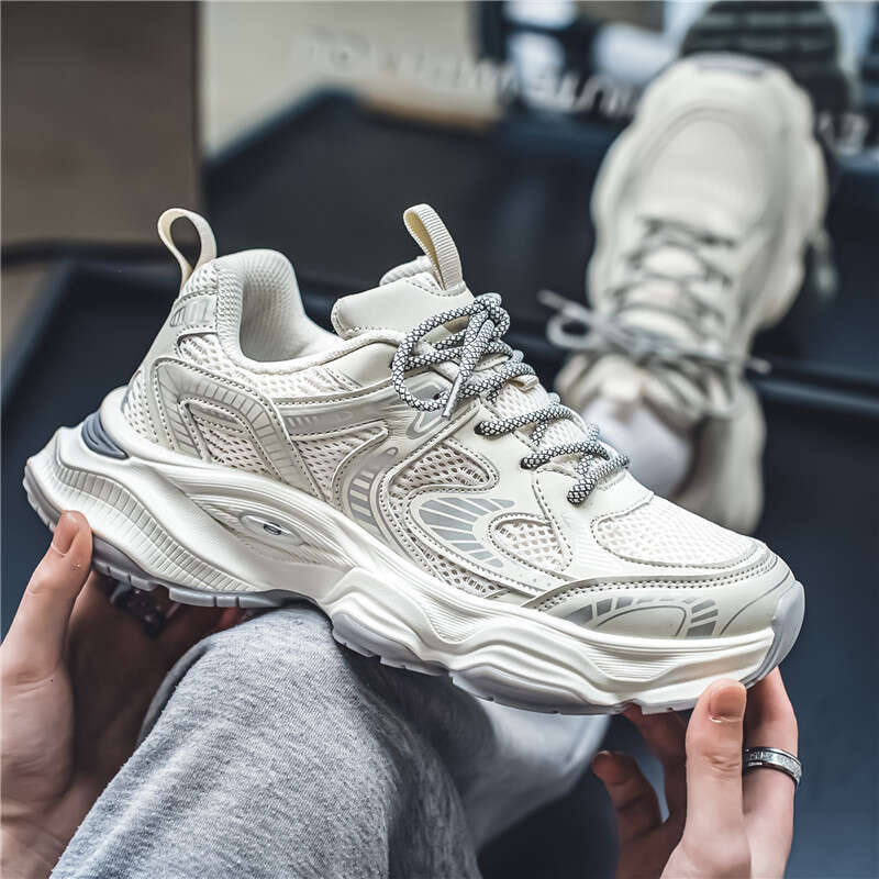 Putian Men's Autumn Mesh Breathable Odor-Resistant Casual Sports Shoes Non-Slip Thick Sole Hong Kong Style Dad Sneakers