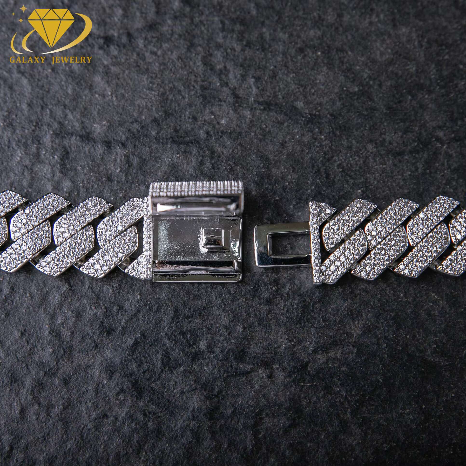 Mens Moissanite Jewelry 20mm Iced Out 925 Silver Prong Hip Hop Chain 3 Rows Full Moissanite Diamond Heavy Cuban Link Chain