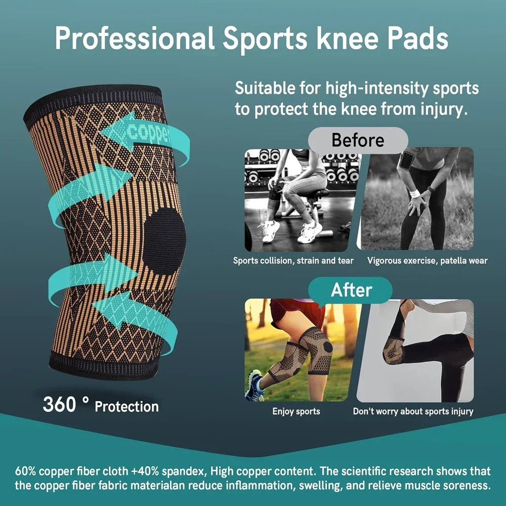 Copper Knee Brace for Arthritis Pain Support-Copper Knee Sleeve for knee pain Compression sleeve for SportsKnee Pain Relief 251104