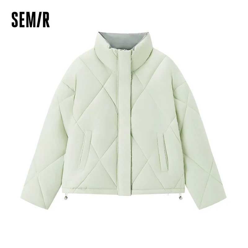 Semir Cotton Padded Jacket Women Diamond Quilted Stand Collar Loose Fit 2025 New Winter Elegant Casual OuterwearT251105