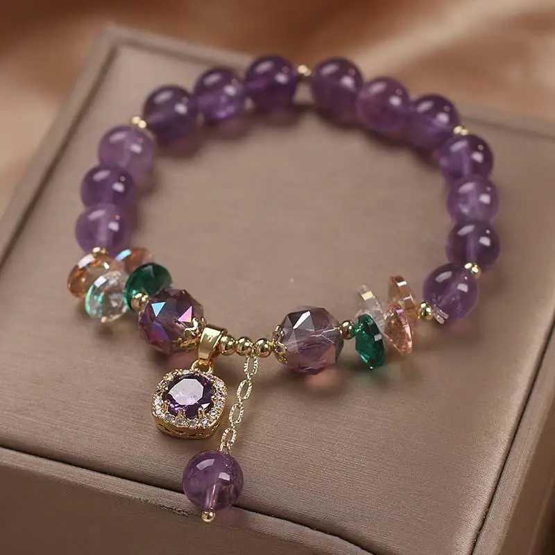 Junzi Purple Crystal Strand Coppers Light Luxury Vintage For Women Female Accessory Festival Party Daily C251105