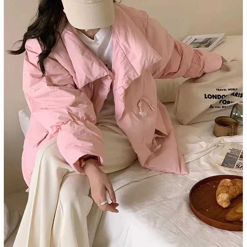 EVNISI Women Thicken Cotton-padded Jacket Casual Loose Warm Cotton Coat Mock Neck Solid Button Women Parkas 2024 Autumn WinterT251105