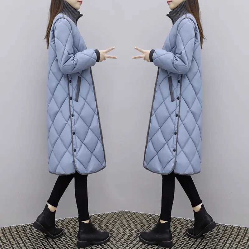 Winter New Style Down Padded Jacket Women Mid-length Korean Style Loose Cotton-padded Coat Over The Knee Padded Jacket CoatsT251105
