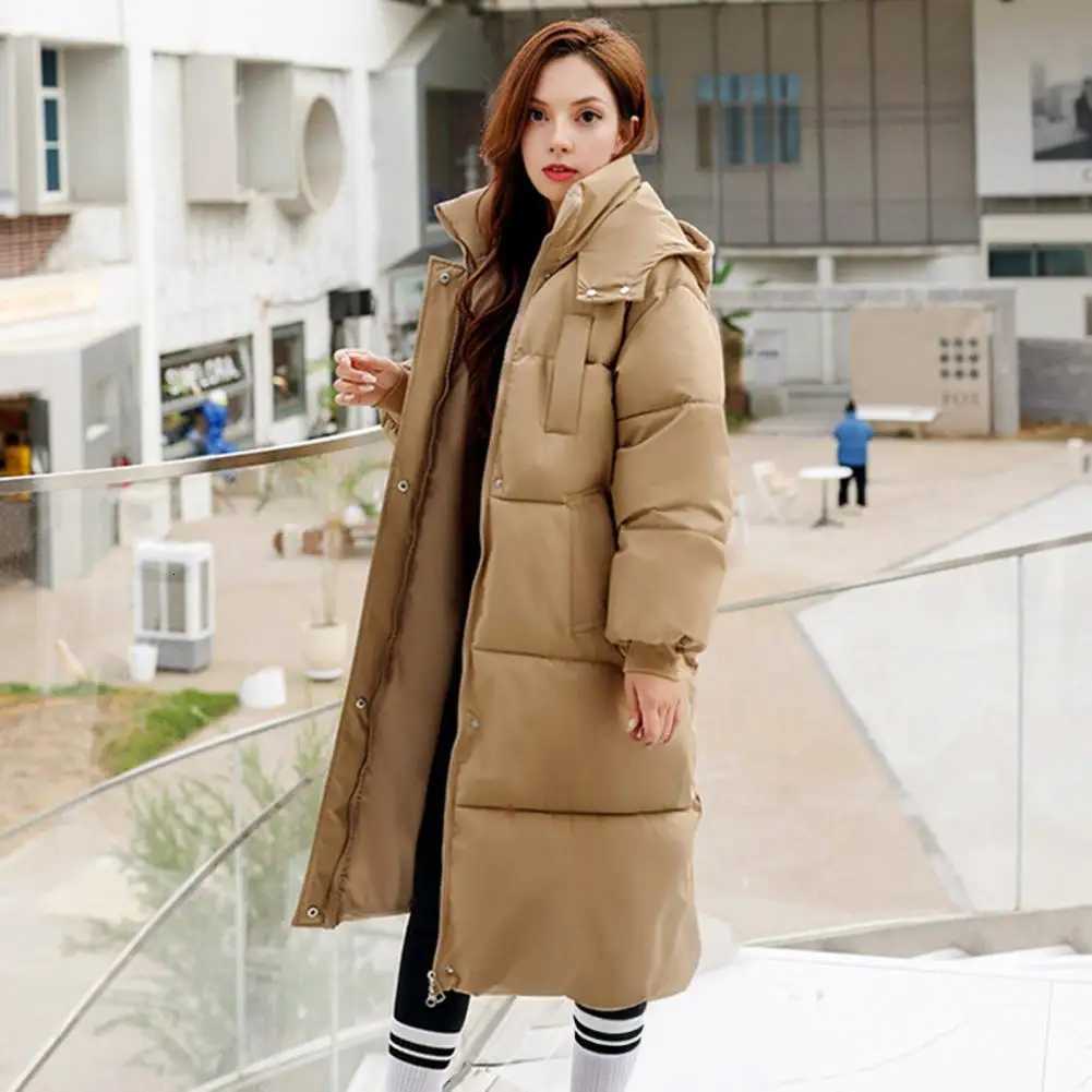 2025 Women Puffer coat Long Cotton Puffer Jacket Thicken Quilted Hooded Coat Basic Style Full Length Down Coat Winter OuterwearT251105