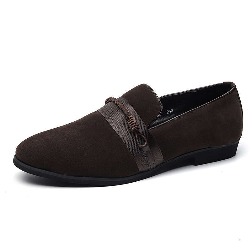 Large Bean 38-48 Spring and Autumn Suede Pointed Men's One Step Lefu Leather Shoes