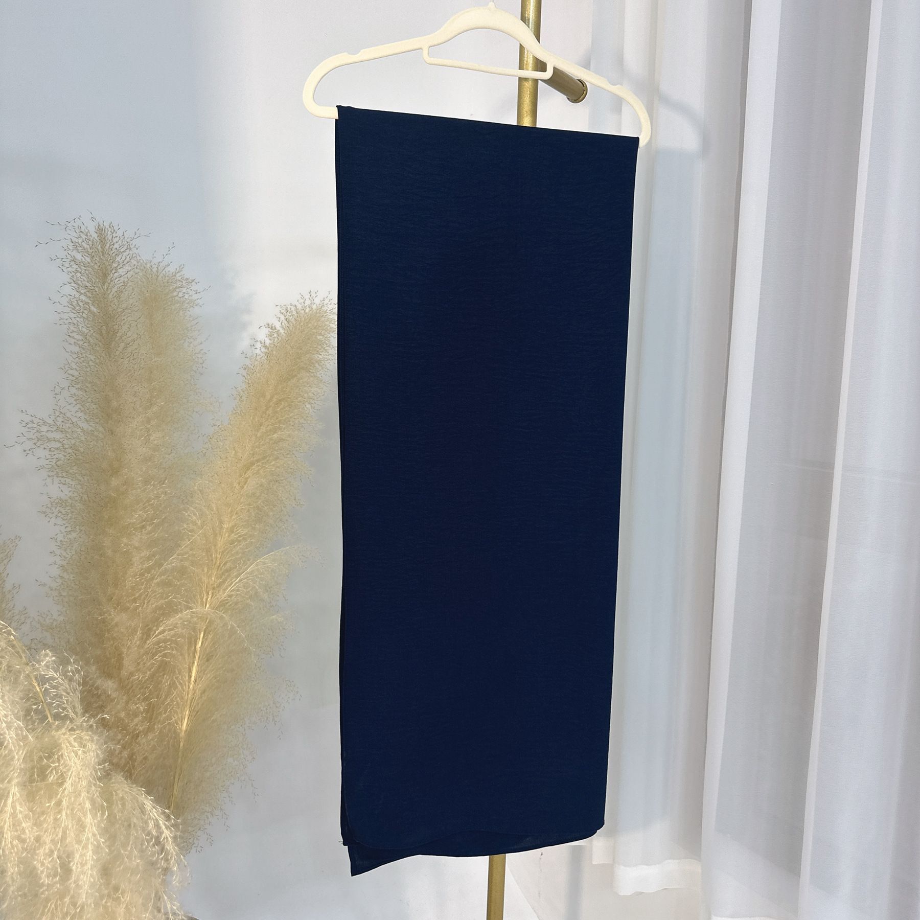 Solid Rectangular With Ice Silk And Large Wrinkles, Solid Color Headscarf Abaya Maxi Dresses Islamic Clothing