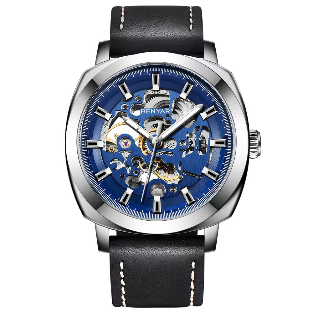 Elegant Male Accessory Unisex Skeleton Handcrafted Luxury Chronograph Featuring a Robust Stainless Steel Case
