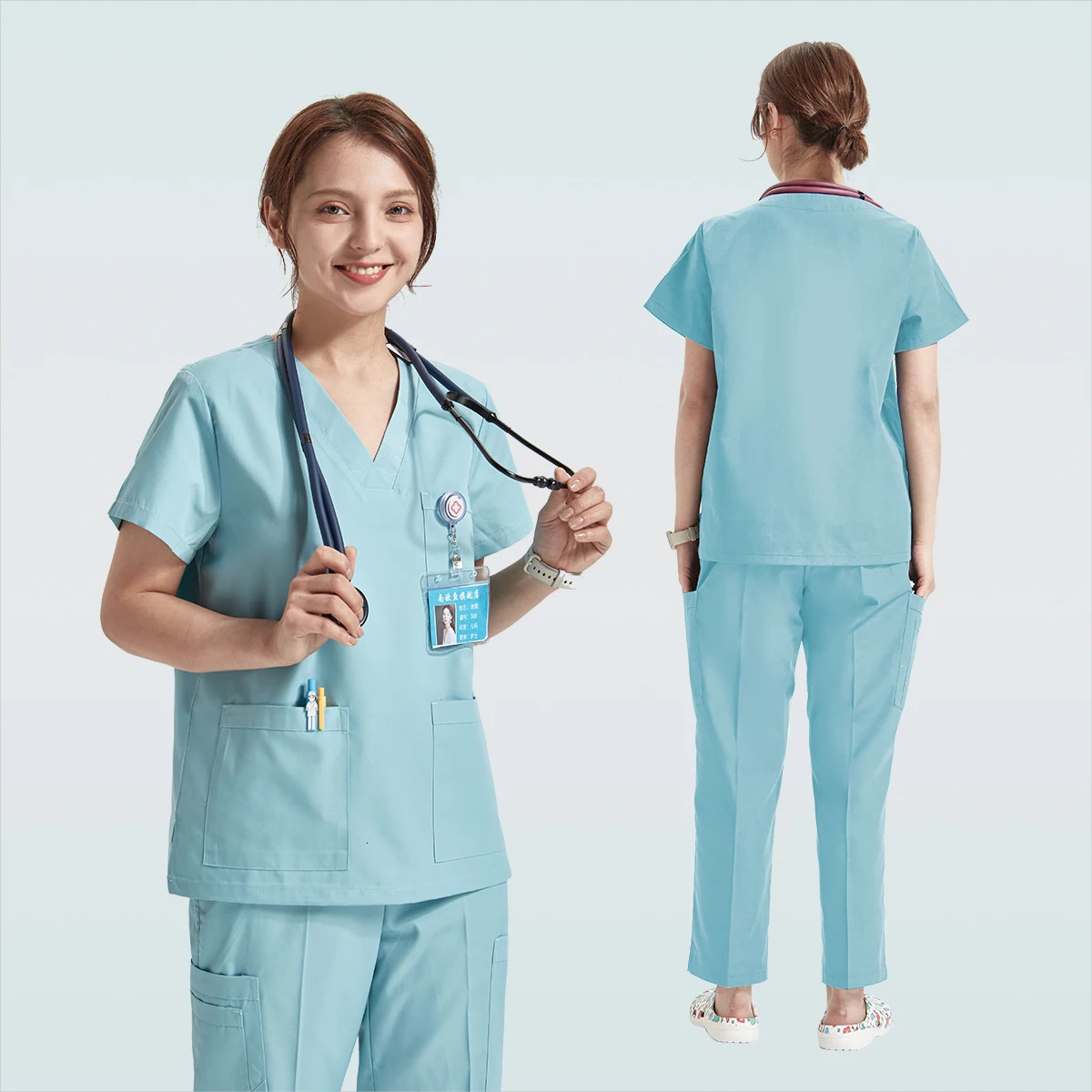 Sanitary Uniforms Nursing Scrubs Set Basic Pro Heather Clinical Aesthetic Hospital Doctor Nurse Outfit Workwear 8020 251104