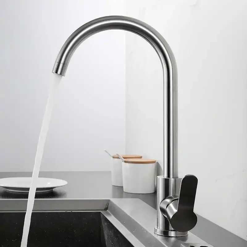 Kitchen 304 stainless steel single cold water faucet vegetable basin sink dishwashing face sink balcony household laundry Y251104