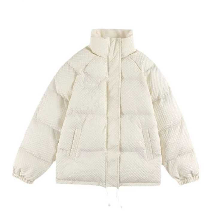 American retro Waffle cotton-padded jacket winter ins loose tide brand thickened men and women stand collar cotton-padded jacketT251105