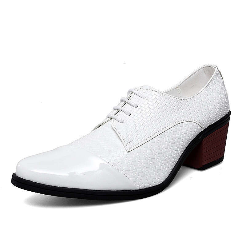 Oversized pointed leather formal heels, 6cm high height men's shoes, hairstylist shoes