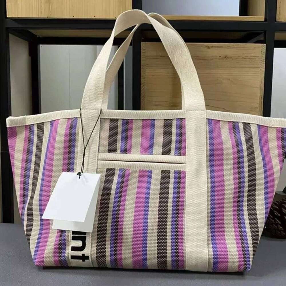 New Color Striped Woven Storage Large Capacity Leisure Shopping Bag, Beach Travel Single Shoulder Tote Bag 251102