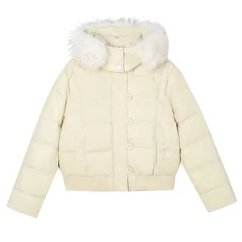 Womens Winter Thick Puffer Cotton Coat Warm Outwear with Faux Fur Removable Hood Short Quilted Jacket Puffy Bubble CoatT251105
