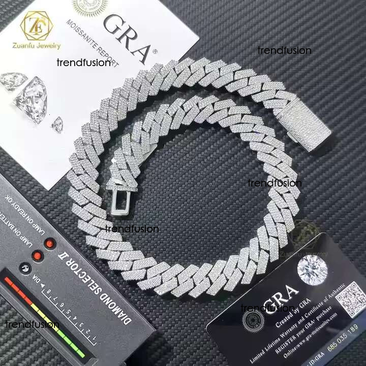Moissanite bracelet Necklace s Rap hip-hop style Fashion punk full of dias Cuban chain
