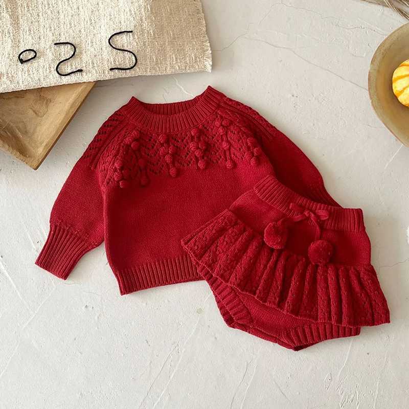 2025 New Autumn 0-3Yrs Children Clothes Suit Long Sleeved Knitted Pullover SweaterPP Shorts Toddler Baby Girl Clothes Set Y251105